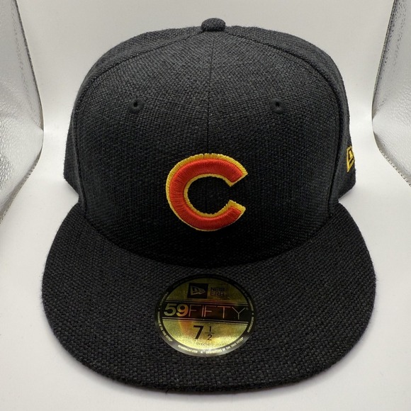 New Era Other - New Era 59Fifty Chicago Cubs Black Hemp Fitted Hat Size 7 1/2